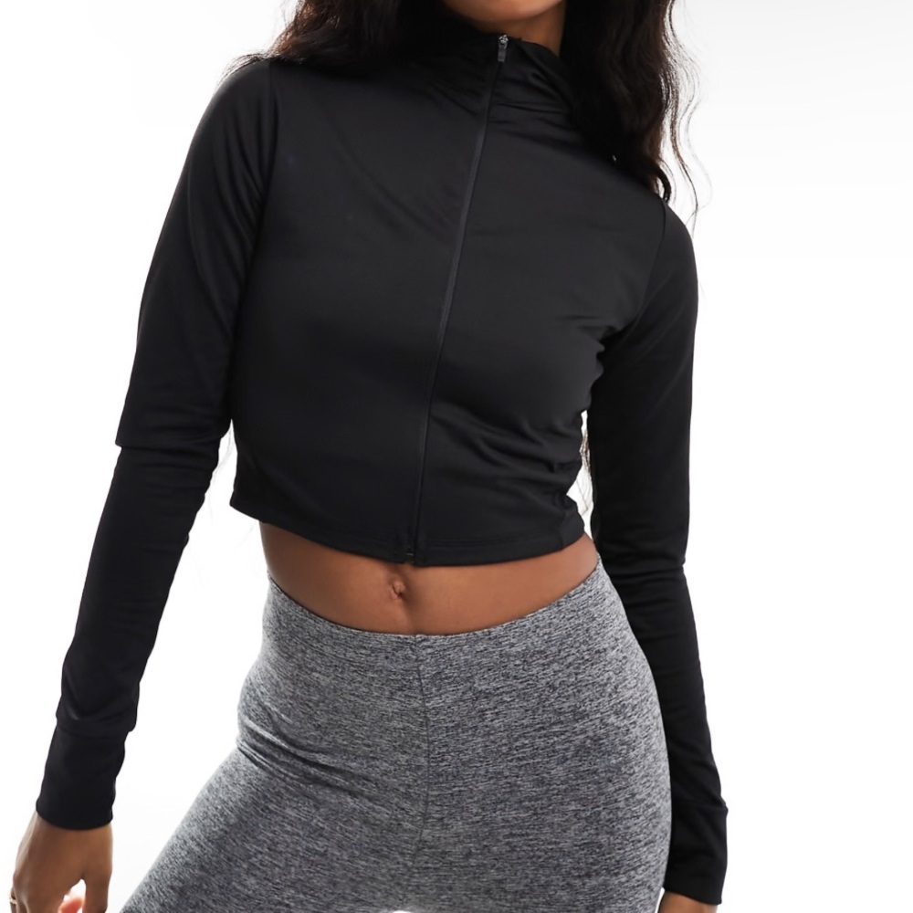 Black Women's Zip-Up Top